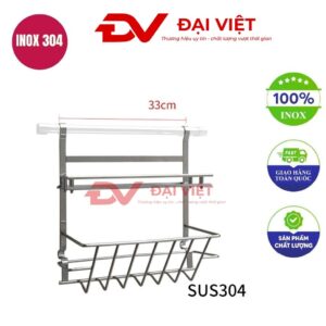 kệ inox 2 tầng treo tường 33cm