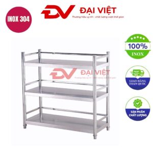 kệ inox 3 tầng mặt phẳng 700x360x1030mm