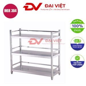 kệ inox 3 tầng mặt phẳng 700x360x1130mm