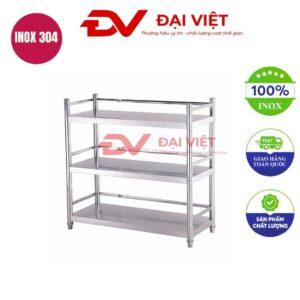kệ inox 3 tầng mặt phẳng 700x360x830mm