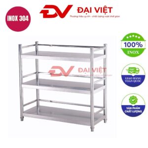 kệ inox 3 tầng mặt phẳng 800x360x1130mm