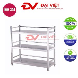 kệ inox 3 tầng mặt phẳng 800x360x830mm