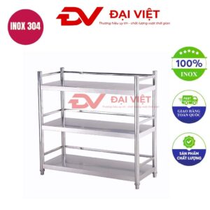 kệ inox 3 tầng mặt phẳng 900x360x1130mm
