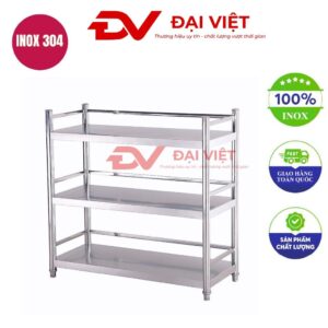 kệ inox 3 tầng mặt phẳng 900x360x830mm