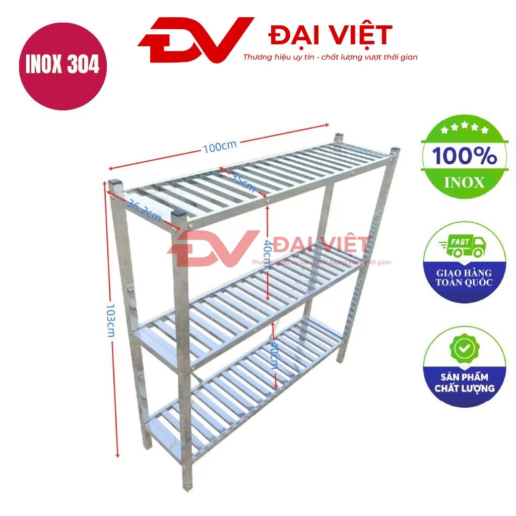 kệ inox 3 tầng thanh nan 1000x360x1030mm