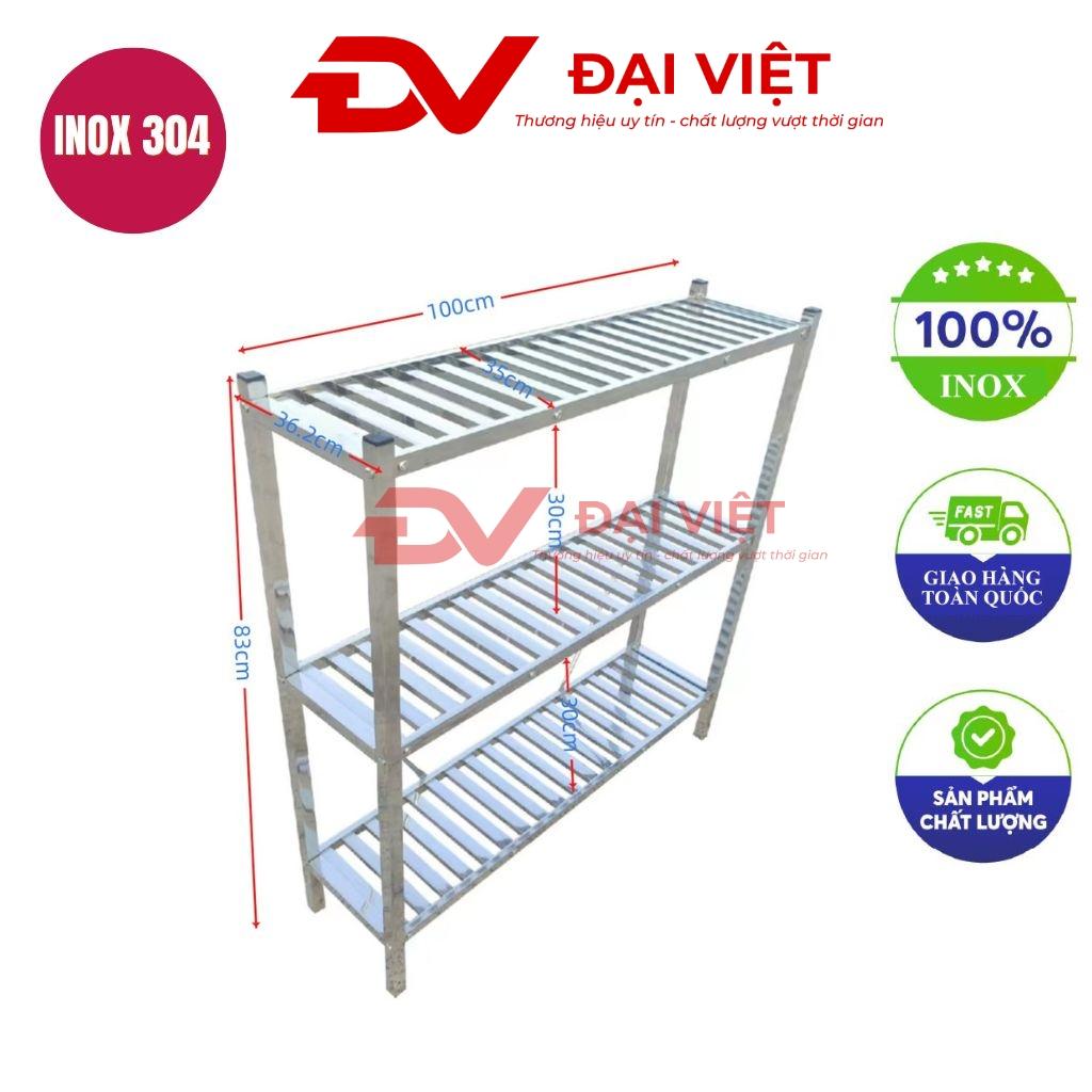 kệ inox 3 tầng thanh nan 1000x360x830mm