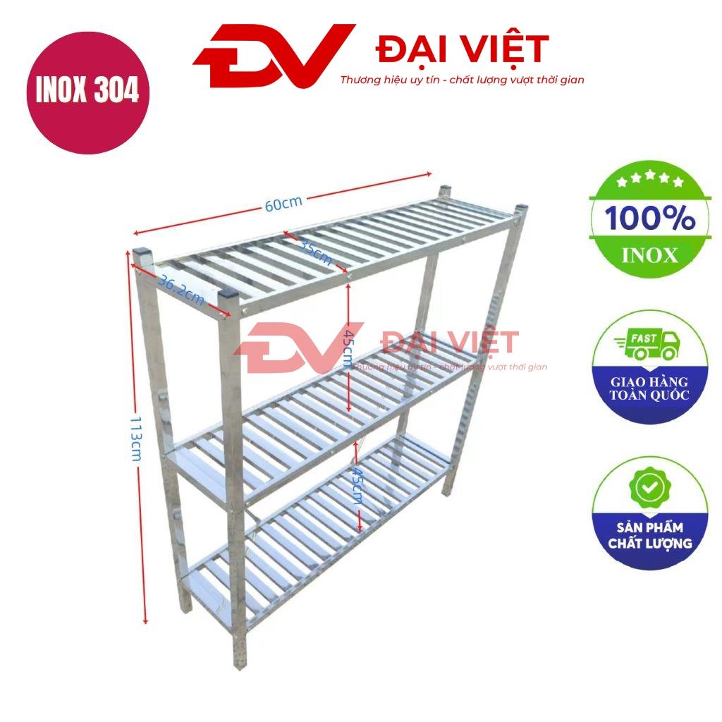 kệ inox 3 tầng thanh nan 600x360x1130mm