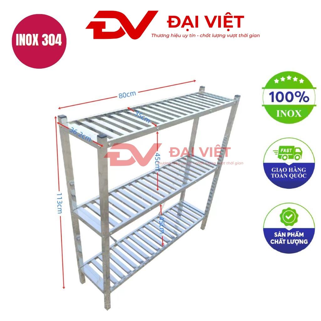 kệ inox 3 tầng thanh nan 800x360x1130mm