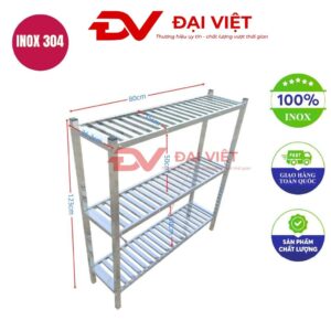 kệ inox 3 tầng thanh nan 800x360x1230mm