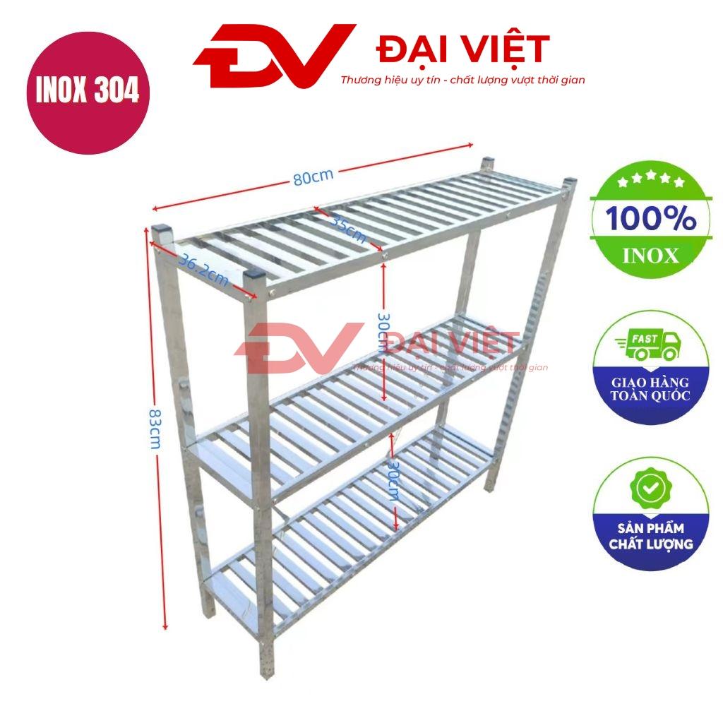 kệ inox 3 tầng thanh nan 800x360x830mm