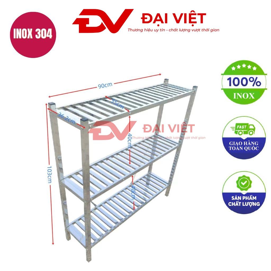 kệ inox 3 tầng thanh nan 900x360x1030mm
