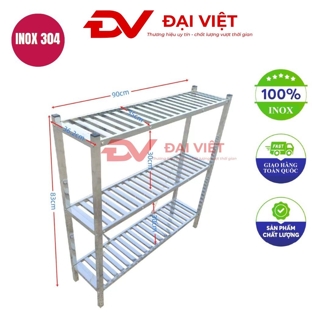 kệ inox 3 tầng thanh nan 900x360x830mm