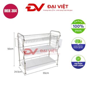 kệ ống inox 3 tầng 55x25x50cm
