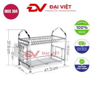 kệ thẻ inox 2 tầng 41x25x37cm
