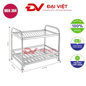 kệ úp chén inox 304 2 tầng 42x25x37cm