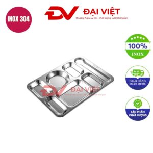 khay cơm inox 7 ngăn 38x27x2.3cm