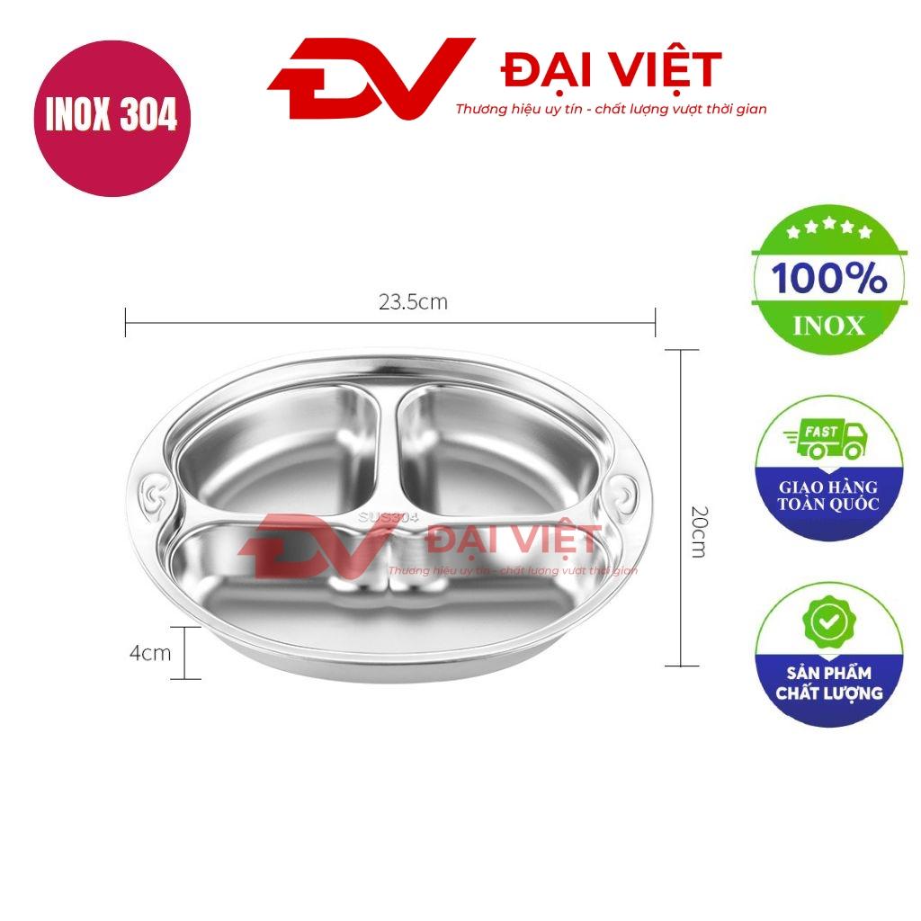 khay đựng cơm inox 3 ngăn 23.5x20x4cm