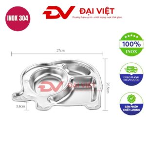 khay đựng cơm inox 3 ngăn 27x20.5x3.8cm