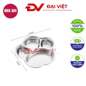 khay đựng cơm inox 4 ngăn 22x22x3.5cm