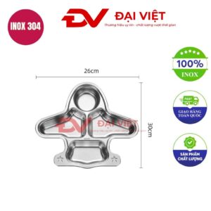 khay đựng cơm inox 4 ngăn 26x30x4cm