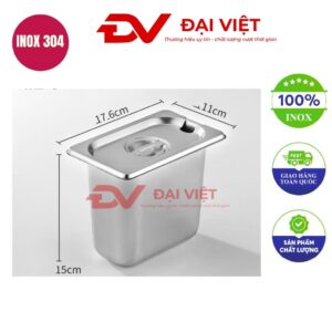 khay đựng topping inox 17.6x11x15cm