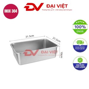 khay inox chữ nhật 31.5x21.5x10cm