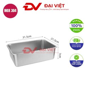 khay inox chữ nhật 31.5x21.5x7cm