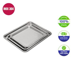 Khay inox chữ nhật 32x22×2cm