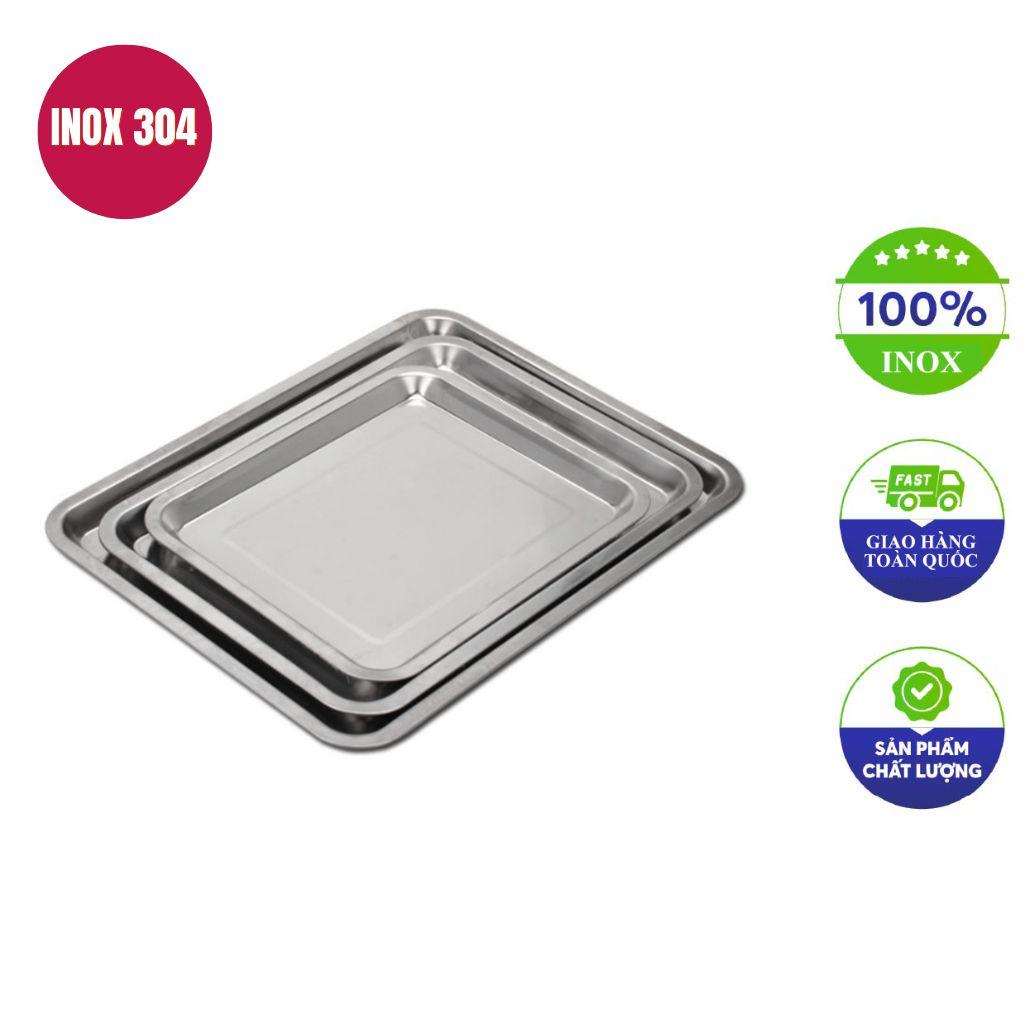 Khay inox chữ nhật 32x22×2cm