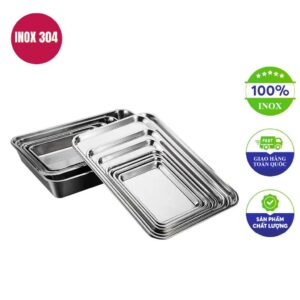 Khay inox chữ nhật 35x40x2.8cm