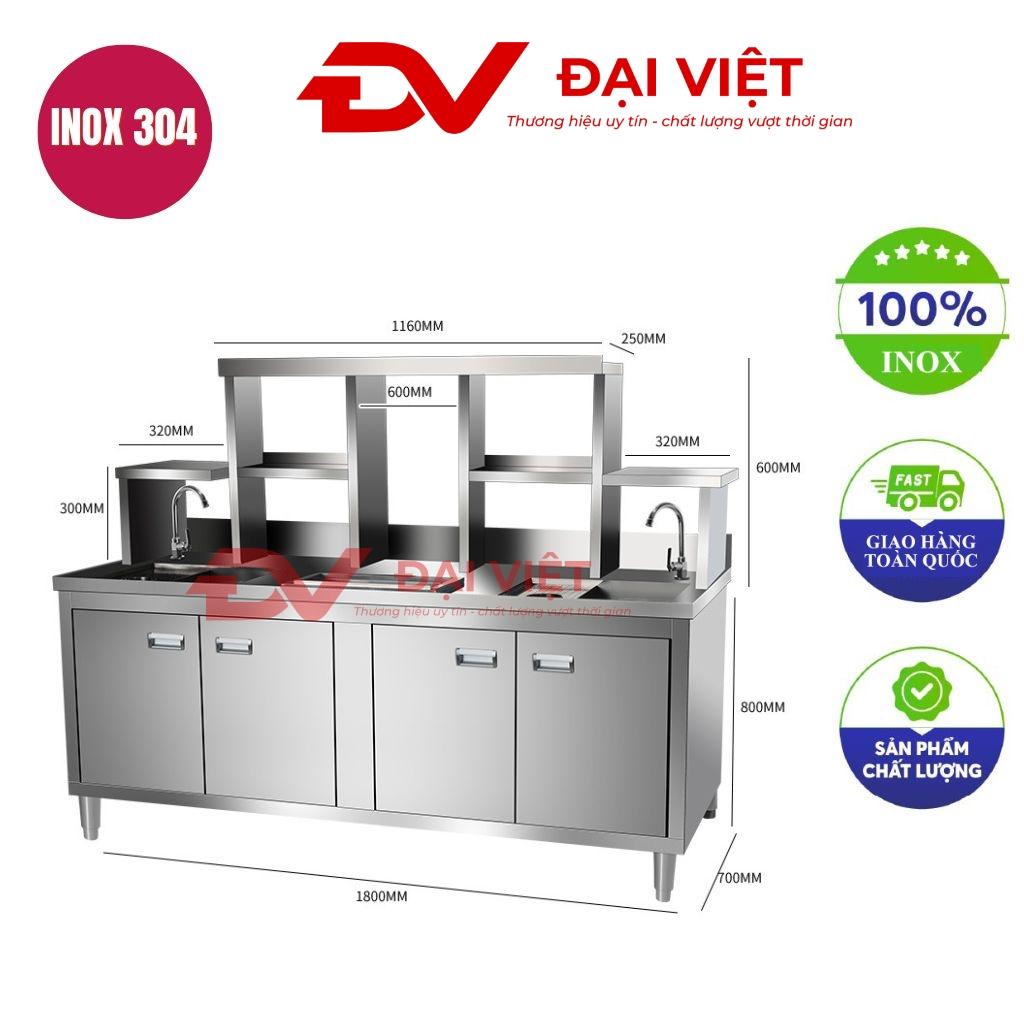 Quầy pha chế trà sữa inox 1800x600x800mm