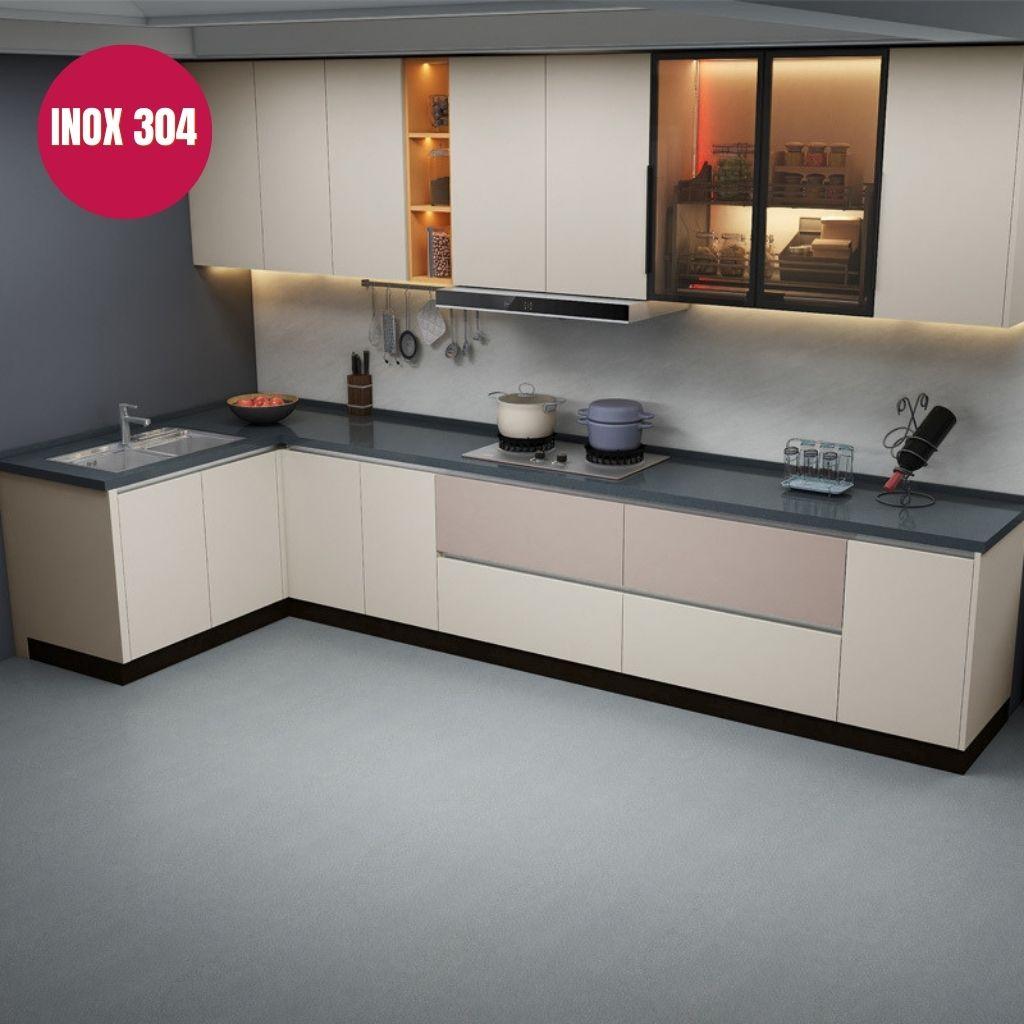Chi tiết cấu tạo kỹ thuật và ưu điểm của hệ tủ bếp inox chữ U 6m