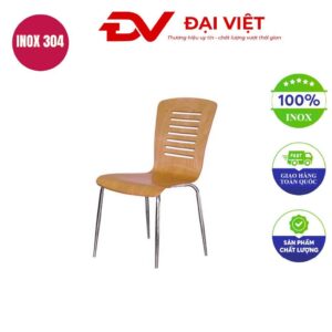 Ghế cafe chân inox lưng gỗ DV08