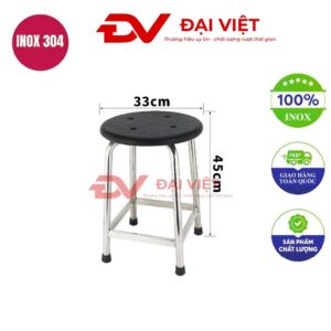 ghế đôn inox bọc nhựa 33x45cm