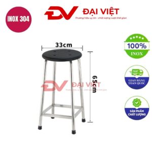 ghế đôn inox mặt gỗ 29x45cm