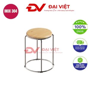 ghế đôn inox mặt gỗ 30x45cm