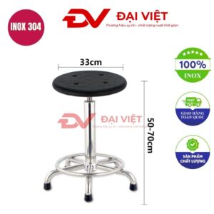 ghế xoay inox bọc nhựa 33x50cm