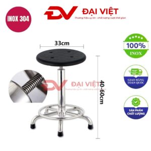 ghế xoay inox bọc nhựa 33x60cm