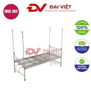 Giường bệnh nhân inox 2 tay quay 1900x550x500mm
