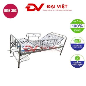 Giường bệnh nhân inox 2 tay quay 2000x900x500mm