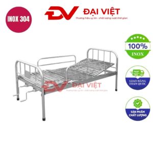 Giường y tế inox 2 tay quay 2060x900x530mm