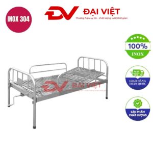 Giường y tế inox nâng đầu 2050x900x500mm