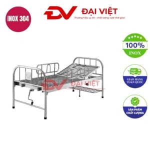 Giường y tế inox nâng đầu 2060x900x530mm