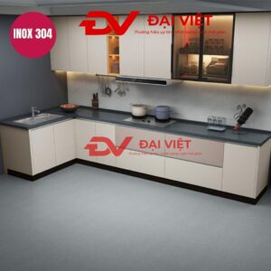 Hệ tủ bếp inox mặt đá hoa cương