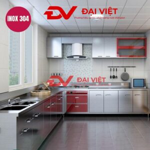 Hệ Tủ bếp khung inox chữ U 6m
