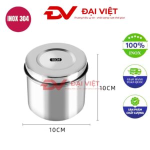 Hộp đựng bông cồn inox y tế 10x10cm