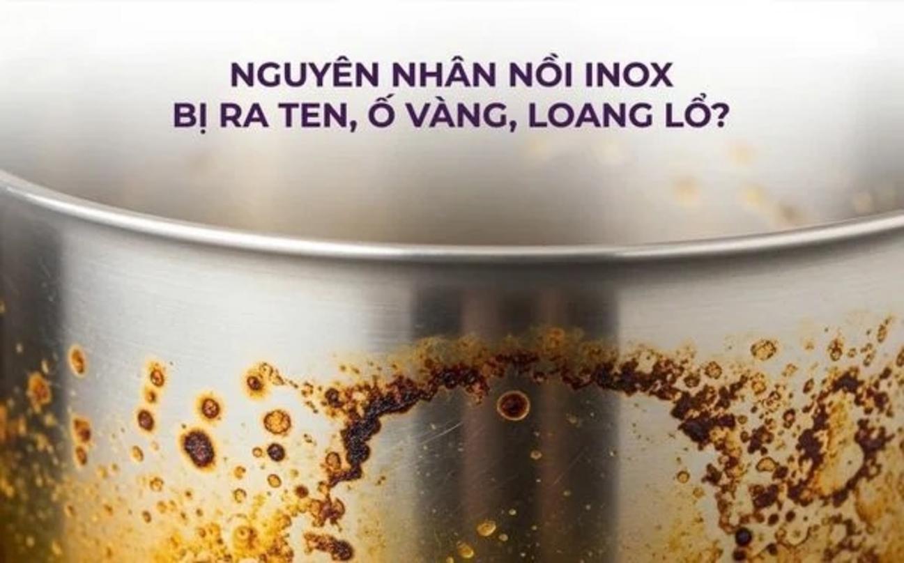 Bề mặt inox bị ố vàng có thể xử lý tại nhà bằng giấm trắng hoặc baking soda