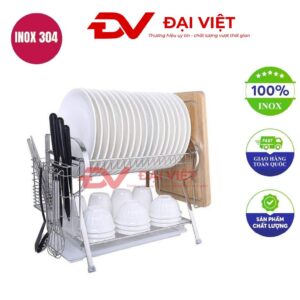 kệ chén 2 tầng inox 43x28x34cm