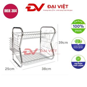 kệ chén inox 2 tầng 38x25x39cm