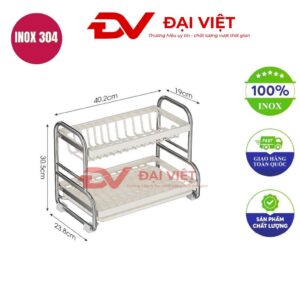 kệ chén inox 2 tầng 40x24x30cm
